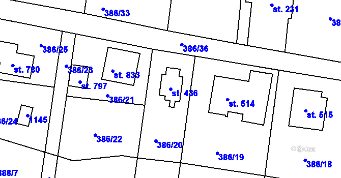 Parcela st. 436 v KÚ Světice u Říčan, Katastrální mapa