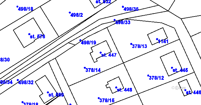 Parcela st. 447 v KÚ Světice u Říčan, Katastrální mapa