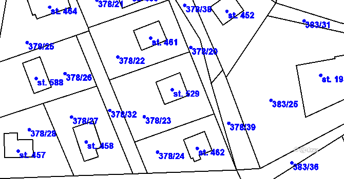 Parcela st. 529 v KÚ Světice u Říčan, Katastrální mapa