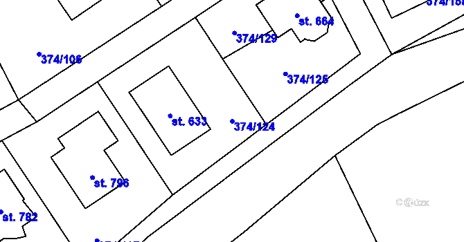 Parcela st. 374/124 v KÚ Světice u Říčan, Katastrální mapa