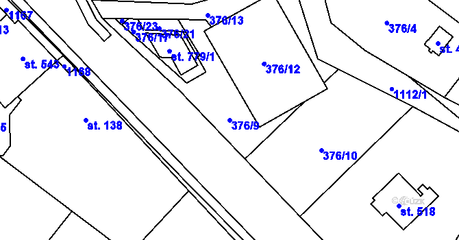 Parcela st. 376/9 v KÚ Světice u Říčan, Katastrální mapa