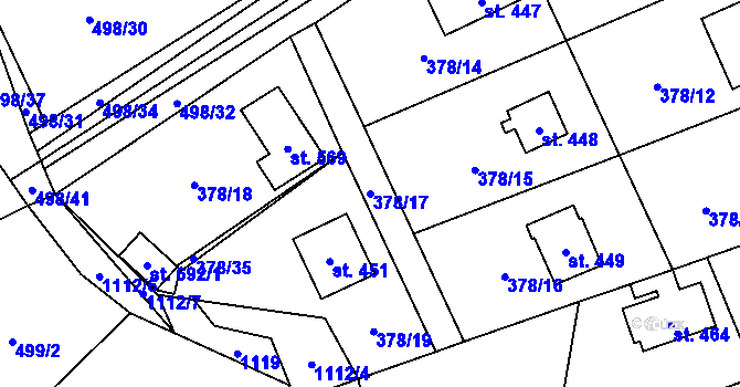 Parcela st. 378/17 v KÚ Světice u Říčan, Katastrální mapa