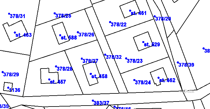 Parcela st. 378/32 v KÚ Světice u Říčan, Katastrální mapa