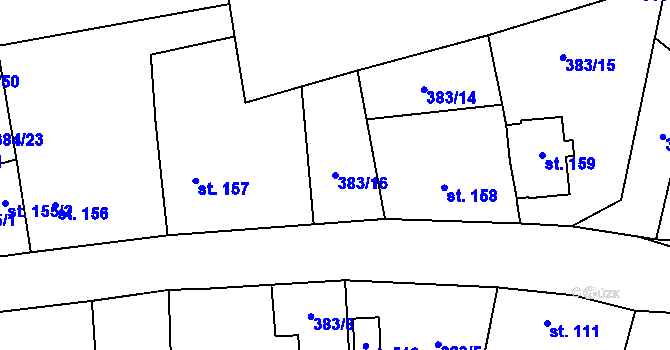 Parcela st. 383/16 v KÚ Světice u Říčan, Katastrální mapa