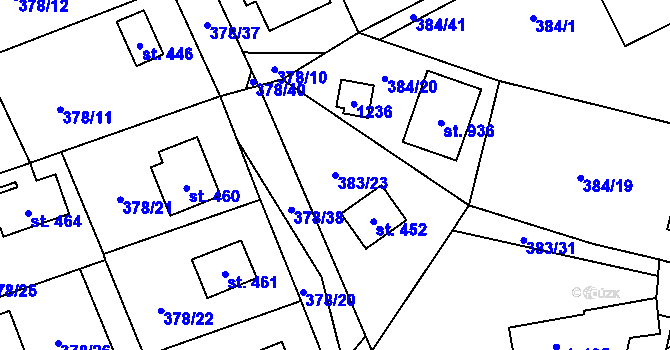 Parcela st. 383/23 v KÚ Světice u Říčan, Katastrální mapa