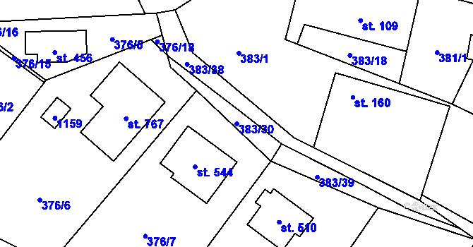 Parcela st. 383/30 v KÚ Světice u Říčan, Katastrální mapa