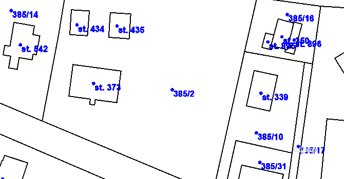 Parcela st. 385/2 v KÚ Světice u Říčan, Katastrální mapa