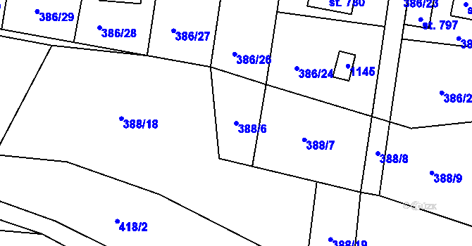 Parcela st. 388/6 v KÚ Světice u Říčan, Katastrální mapa