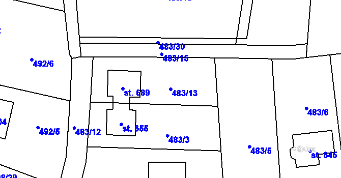 Parcela st. 483/13 v KÚ Světice u Říčan, Katastrální mapa