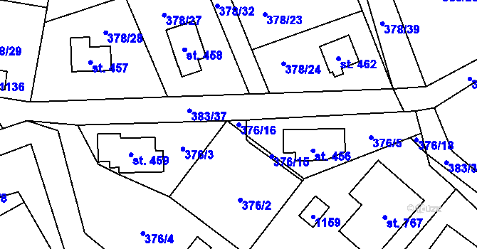 Parcela st. 376/16 v KÚ Světice u Říčan, Katastrální mapa