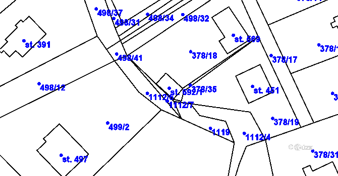 Parcela st. 692/1 v KÚ Světice u Říčan, Katastrální mapa