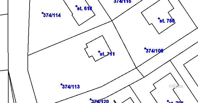 Parcela st. 711 v KÚ Světice u Říčan, Katastrální mapa