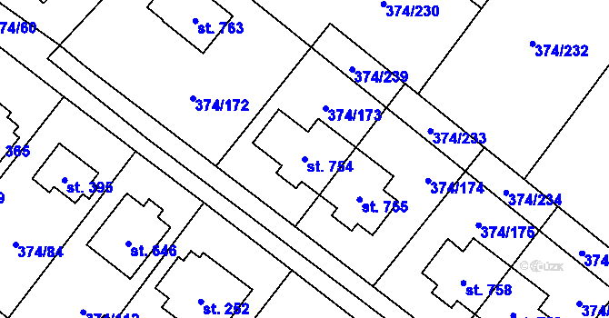 Parcela st. 754 v KÚ Světice u Říčan, Katastrální mapa
