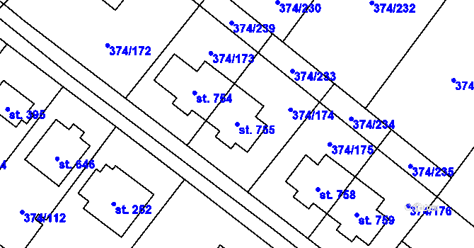 Parcela st. 755 v KÚ Světice u Říčan, Katastrální mapa