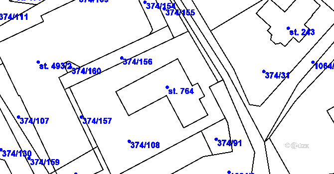 Parcela st. 764 v KÚ Světice u Říčan, Katastrální mapa