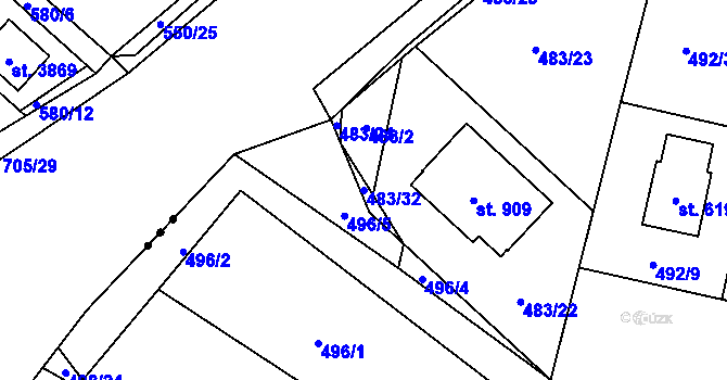 Parcela st. 483/32 v KÚ Světice u Říčan, Katastrální mapa