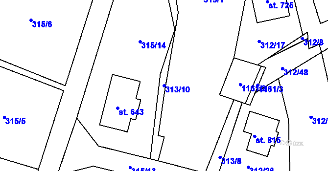 Parcela st. 313/10 v KÚ Světice u Říčan, Katastrální mapa