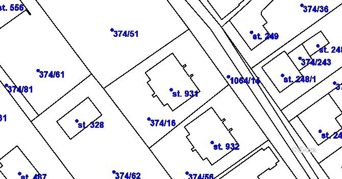 Parcela st. 931 v KÚ Světice u Říčan, Katastrální mapa
