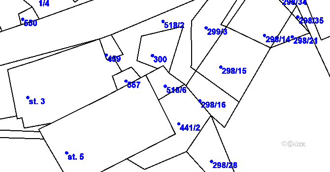 Parcela st. 518/6 v KÚ Světlá pod Javořicí, Katastrální mapa