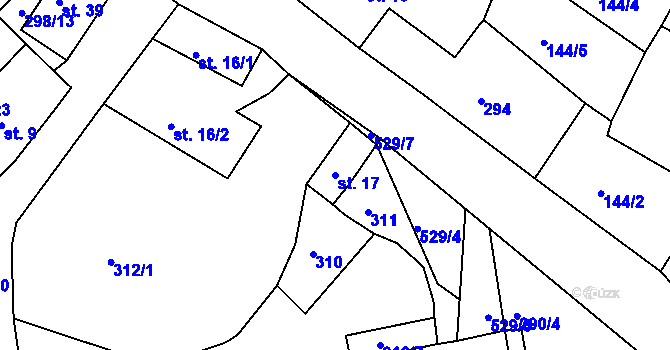 Parcela st. 17 v KÚ Světlá pod Javořicí, Katastrální mapa