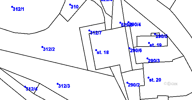 Parcela st. 18 v KÚ Světlá pod Javořicí, Katastrální mapa