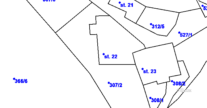 Parcela st. 22 v KÚ Světlá pod Javořicí, Katastrální mapa