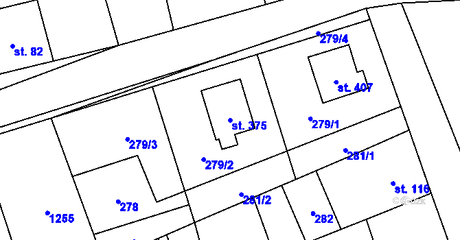 Parcela st. 375 v KÚ Andělská Hora ve Slezsku, Katastrální mapa