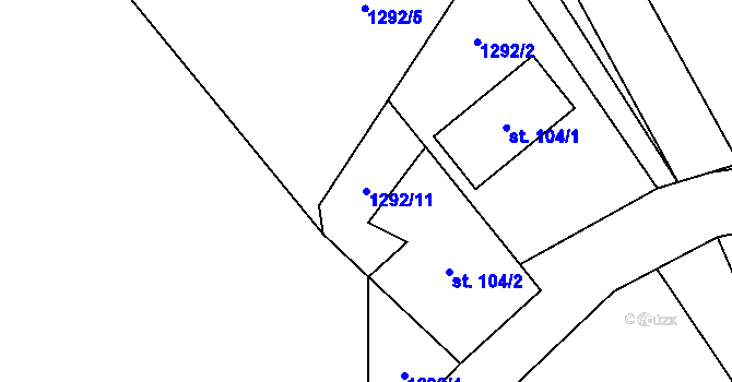 Parcela st. 1292/11 v KÚ Dětřichovice, Katastrální mapa