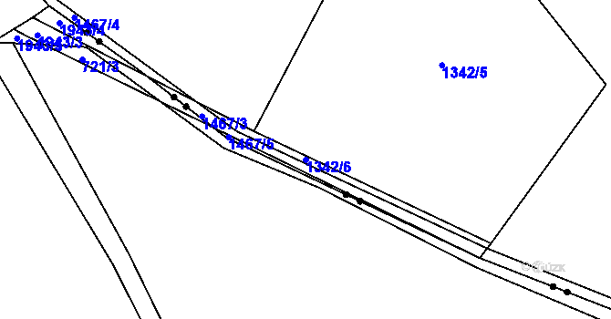 Parcela st. 1342/6 v KÚ Dětřichovice, Katastrální mapa