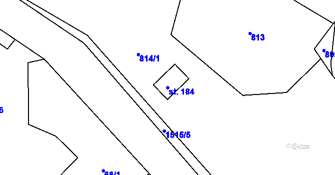 Parcela st. 184 v KÚ Dětřichovice, Katastrální mapa