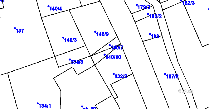 Parcela st. 140/10 v KÚ Stará Voda v Jeseníkách, Katastrální mapa