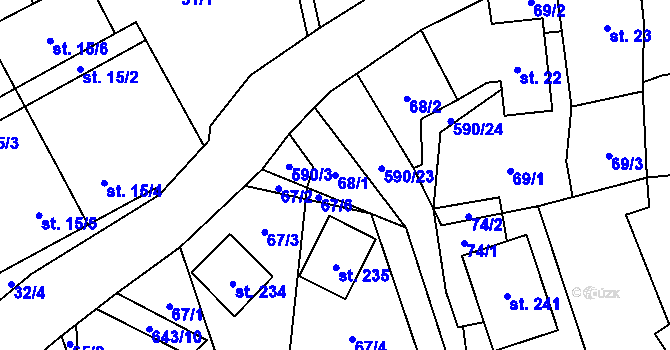 Parcela st. 68/1 v KÚ Suchá Rudná, Katastrální mapa