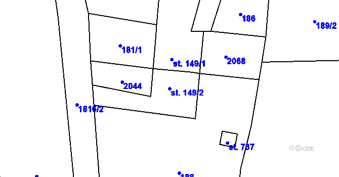 Parcela st. 149/2 v KÚ Světlá ve Slezsku, Katastrální mapa
