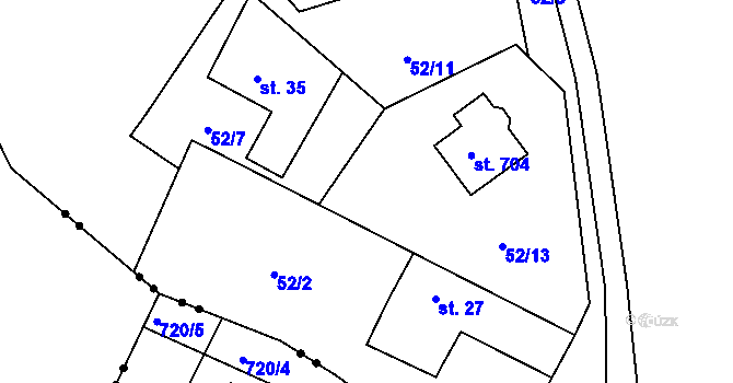 Parcela st. 52/14 v KÚ Horní Bohušice, Katastrální mapa