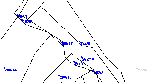 Parcela st. 282/6 v KÚ Horní Bohušice, Katastrální mapa
