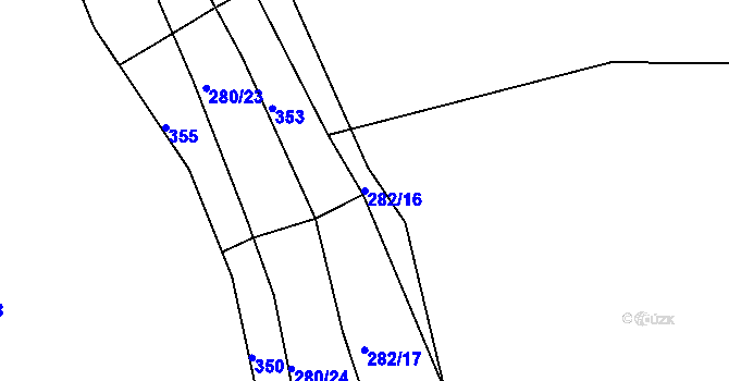 Parcela st. 282/16 v KÚ Horní Bohušice, Katastrální mapa