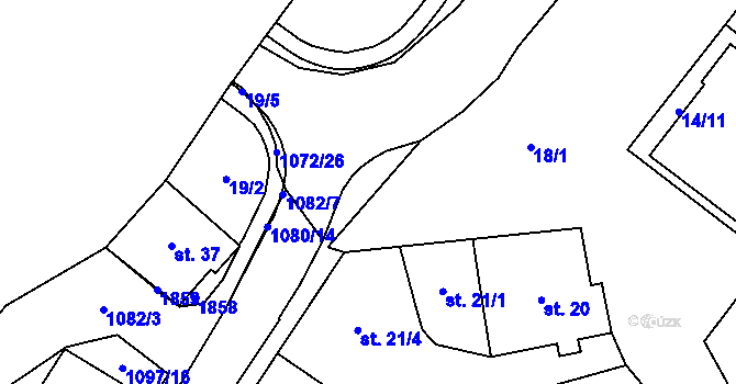 Parcela st. 1072/21 v KÚ Světlá nad Sázavou, Katastrální mapa