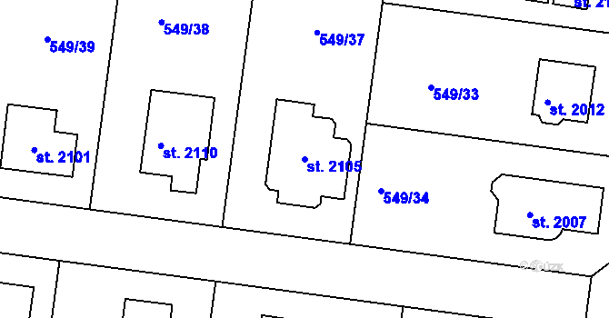 Parcela st. 2105 v KÚ Světlá nad Sázavou, Katastrální mapa