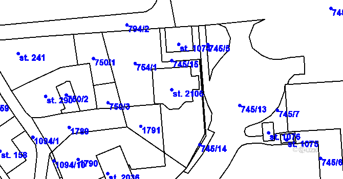 Parcela st. 2106 v KÚ Světlá nad Sázavou, Katastrální mapa