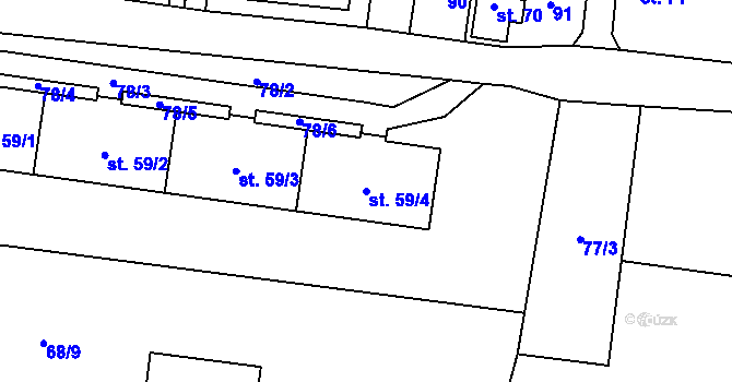 Parcela st. 59/4 v KÚ Světlá nad Sázavou, Katastrální mapa