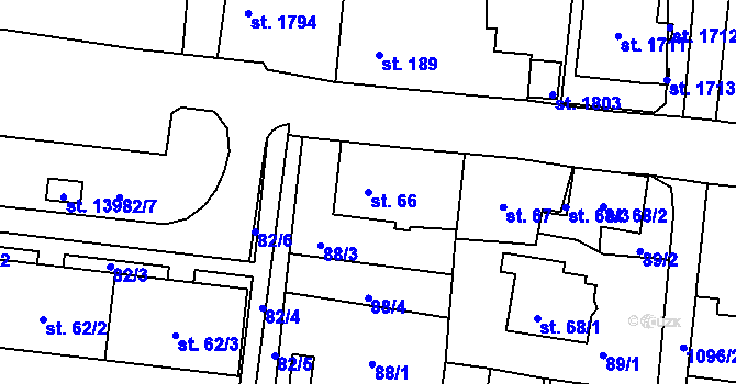 Parcela st. 66 v KÚ Světlá nad Sázavou, Katastrální mapa