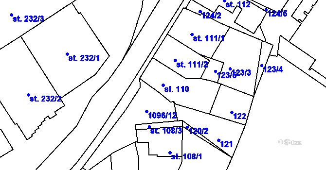 Parcela st. 110 v KÚ Světlá nad Sázavou, Katastrální mapa