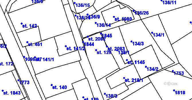 Parcela st. 129 v KÚ Světlá nad Sázavou, Katastrální mapa