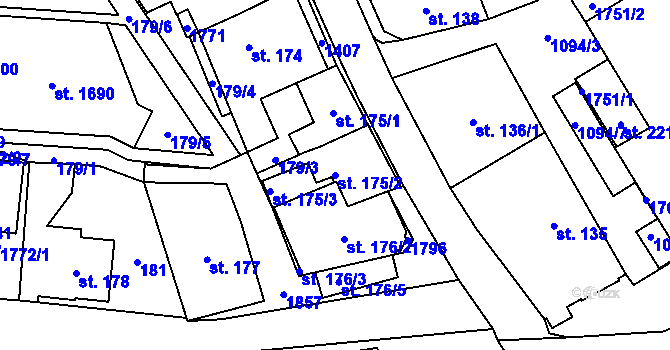 Parcela st. 175/2 v KÚ Světlá nad Sázavou, Katastrální mapa