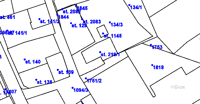 Parcela st. 218/1 v KÚ Světlá nad Sázavou, Katastrální mapa