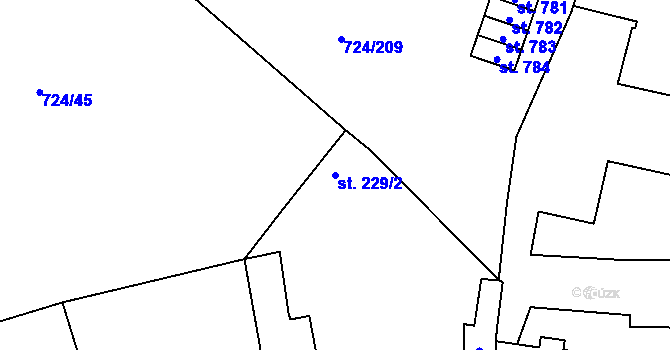 Parcela st. 229/2 v KÚ Světlá nad Sázavou, Katastrální mapa