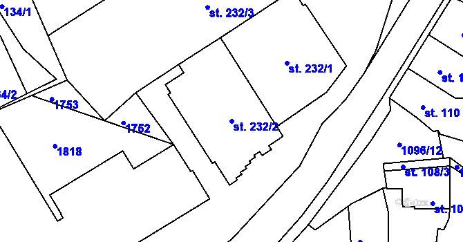 Parcela st. 232/2 v KÚ Světlá nad Sázavou, Katastrální mapa