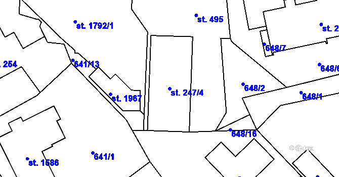 Parcela st. 247/4 v KÚ Světlá nad Sázavou, Katastrální mapa
