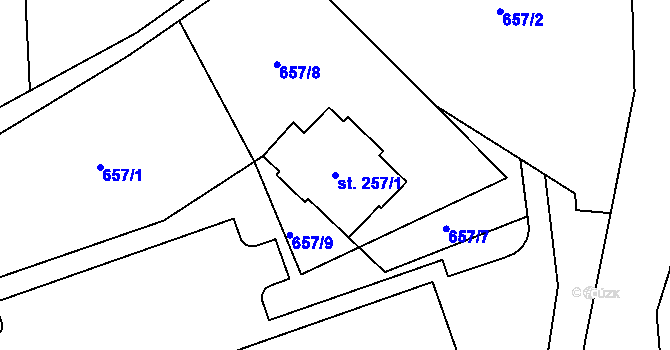 Parcela st. 257/1 v KÚ Světlá nad Sázavou, Katastrální mapa