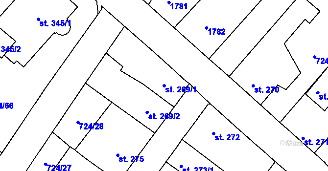 Parcela st. 269/1 v KÚ Světlá nad Sázavou, Katastrální mapa